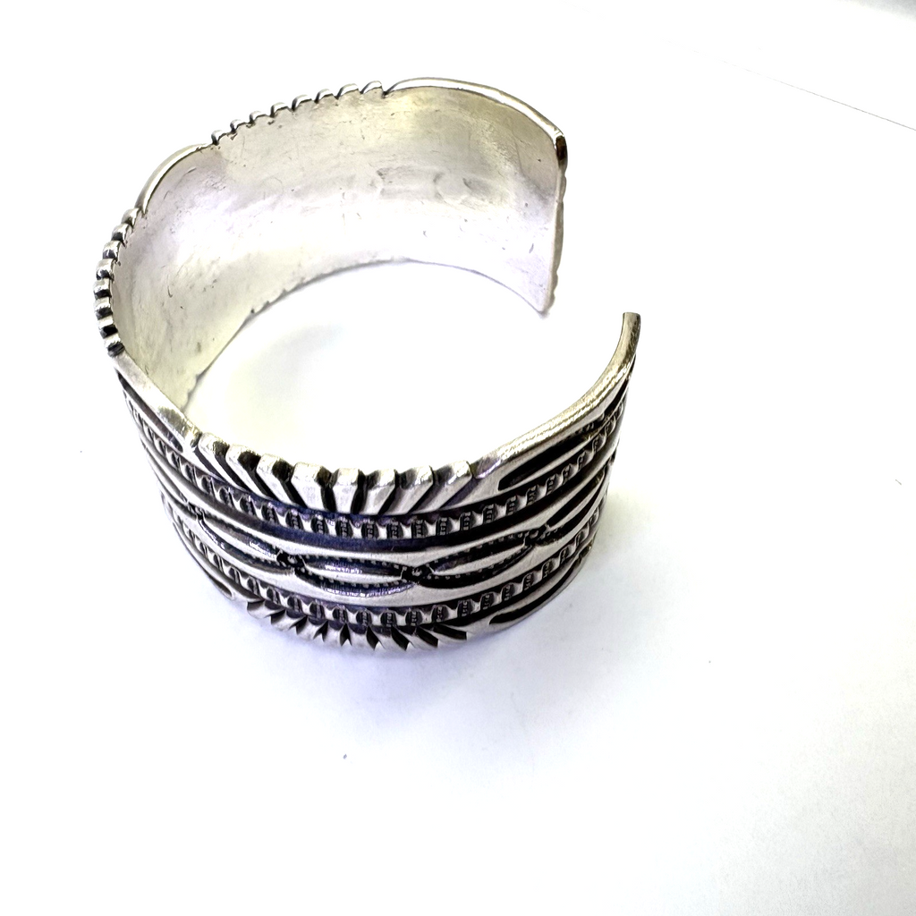 Vintage D. Cadman Sterling Silver Cuff Bracelet 67.76g Wide Navajo Style