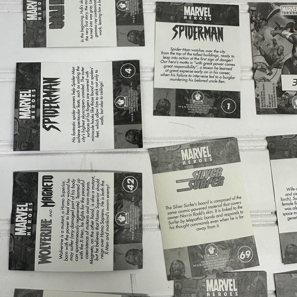 Lot of 17 Marvel Ultimate Heroes 2008 Sticker Cards Spider Man Hulk Human Torch 