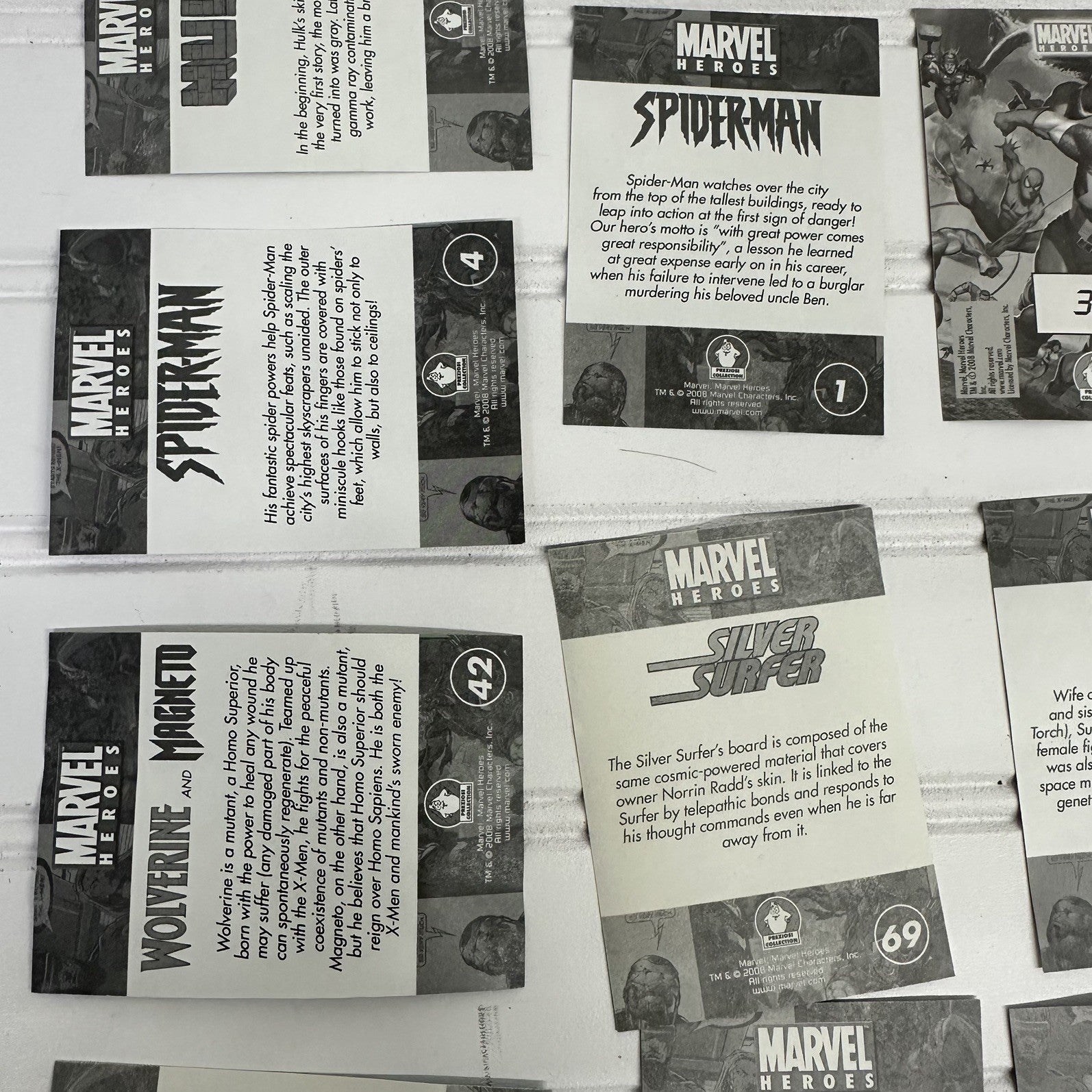 Lot of 17 Marvel Ultimate Heroes 2008 Sticker Cards Spider Man Hulk Human Torch 