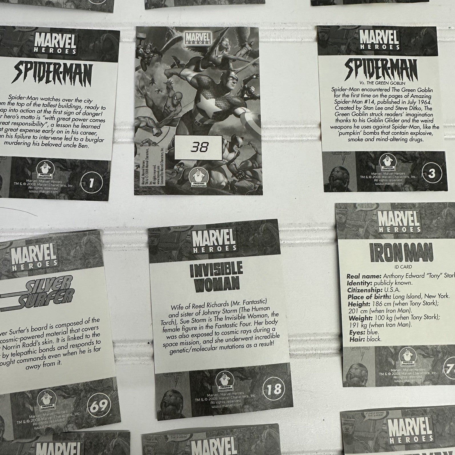Lot of 17 Marvel Ultimate Heroes 2008 Sticker Cards Spider Man Hulk Human Torch 