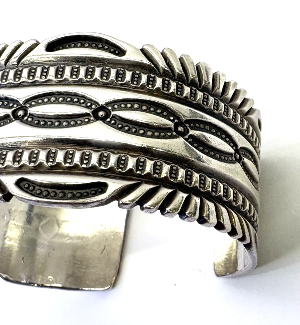Vintage D. Cadman Sterling Silver Cuff Bracelet 67.76g Wide Navajo Style