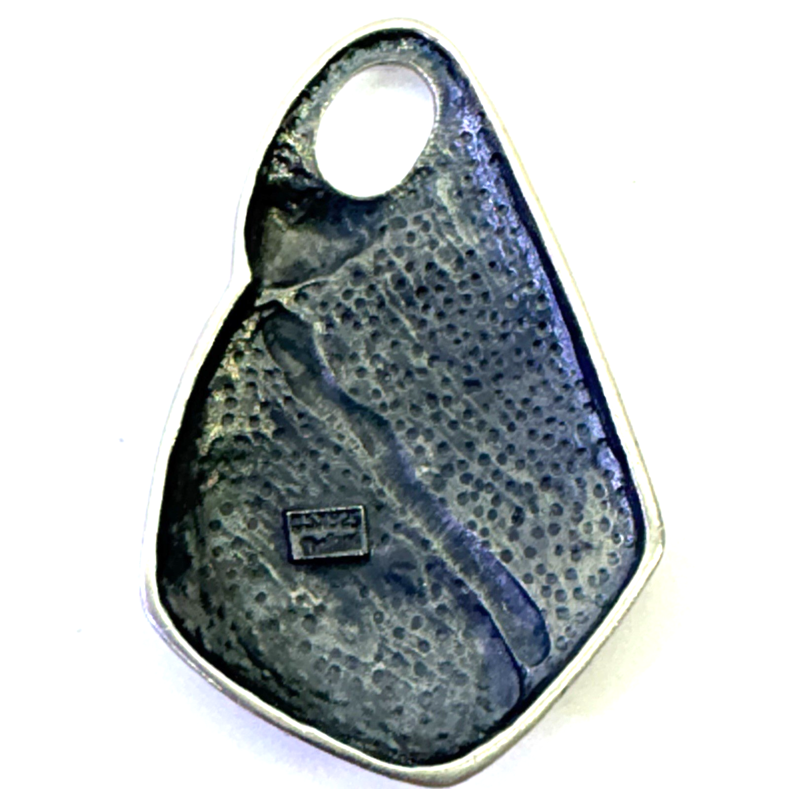 Vintage Modernist Silver Tone Red Inlay Pendant Abstract Artisan Charm