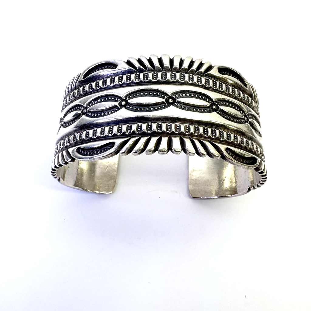 Vintage D. Cadman Sterling Silver Cuff Bracelet 67.76g Wide Navajo Style
