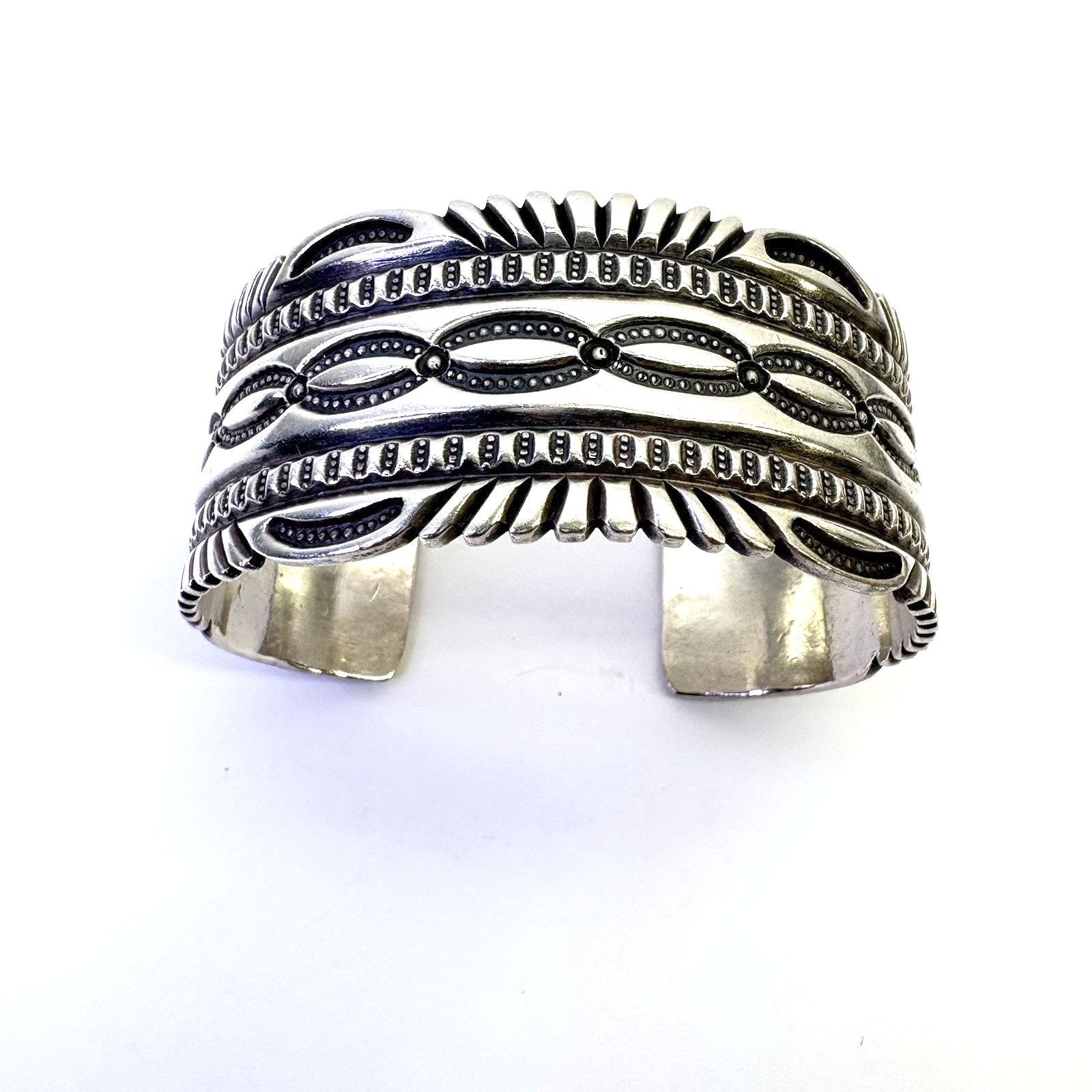 Vintage D. Cadman Sterling Silver Cuff Bracelet 67.76g Wide Navajo Style