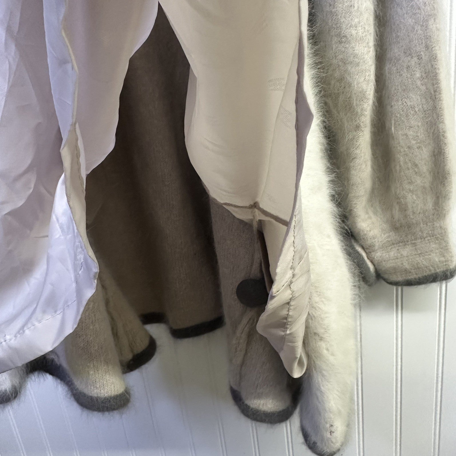 Vintage Imago Coat Small Beige Angora  Wool Blend Fuzzy Open Front Pockets
