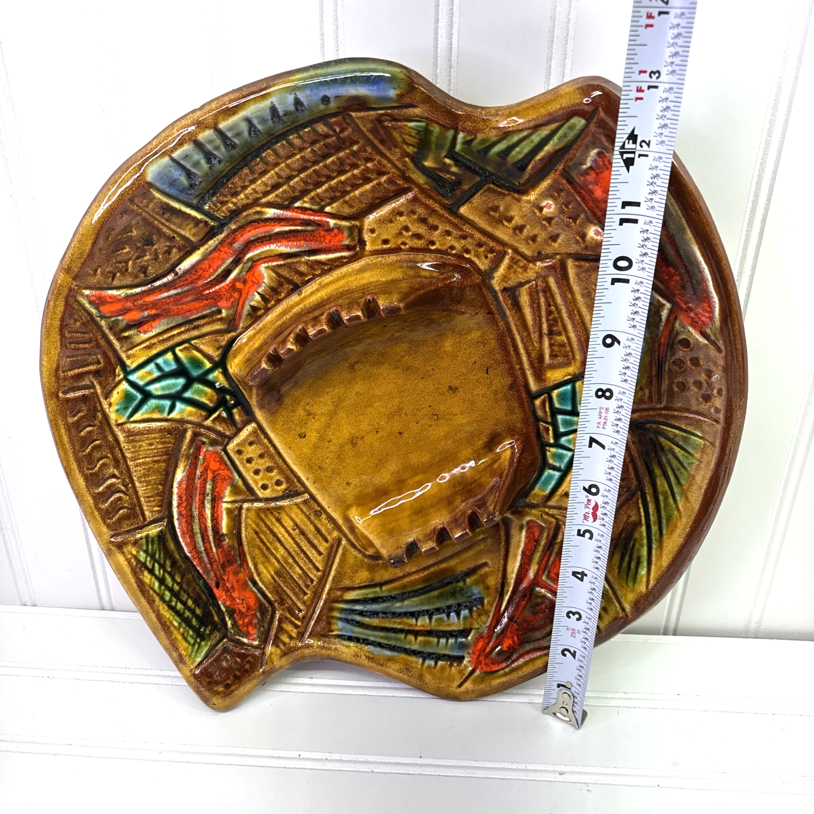 Vintage 70s California Studio Pottery Ashtray MCM Large Square Stoner Art