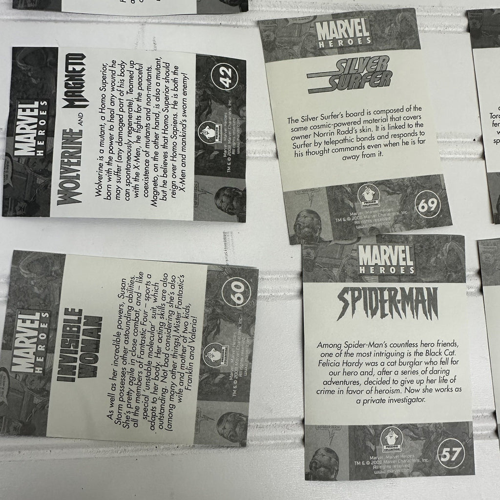 Lot of 17 Marvel Ultimate Heroes 2008 Sticker Cards Spider Man Hulk Human Torch 