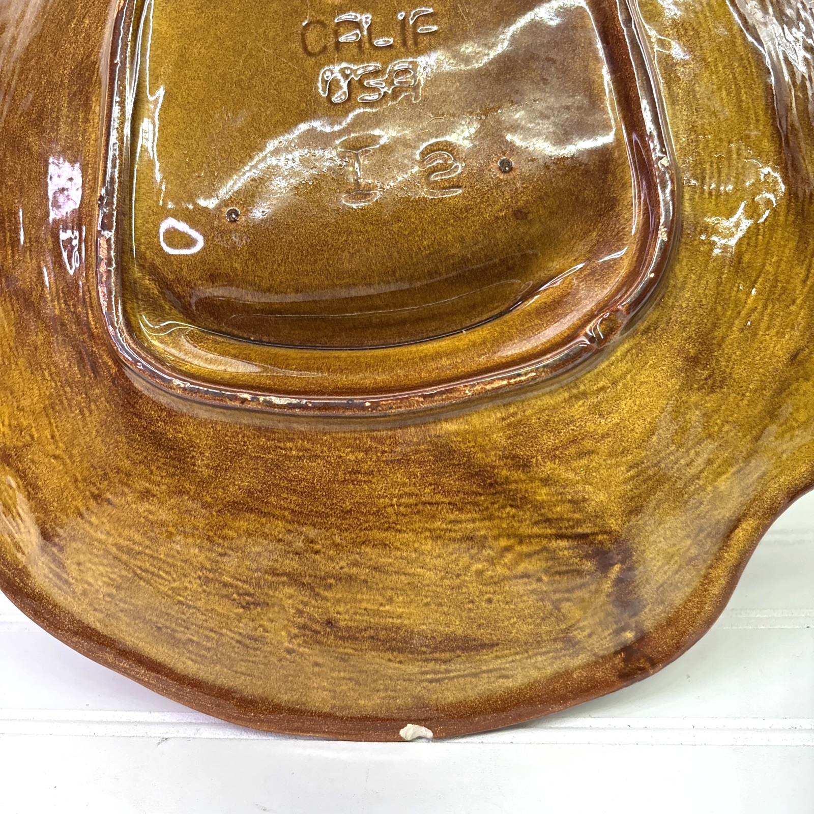Vintage 70s California Studio Pottery Ashtray MCM Large Square Stoner Art