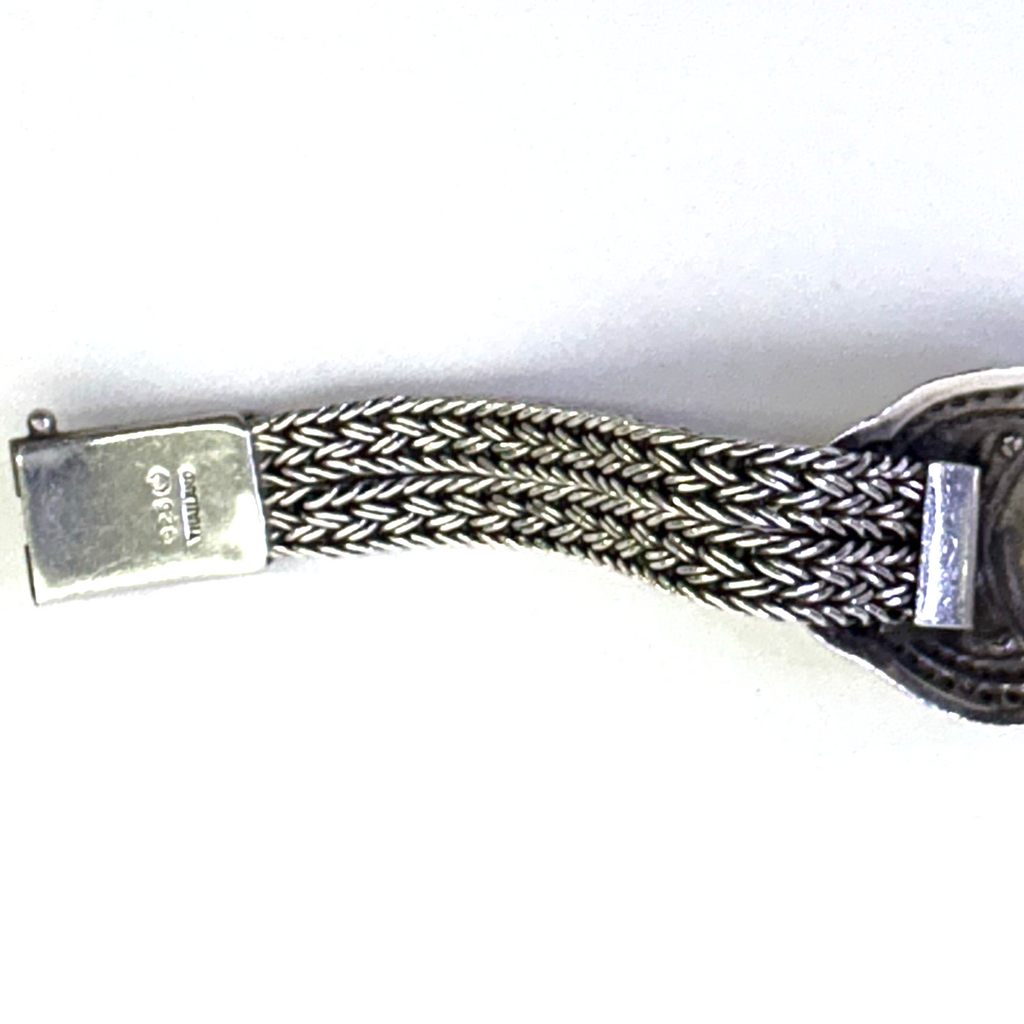 925 Sterling Silver Thailand Floral Multi Strand Bracelet 7.5” 41.59g