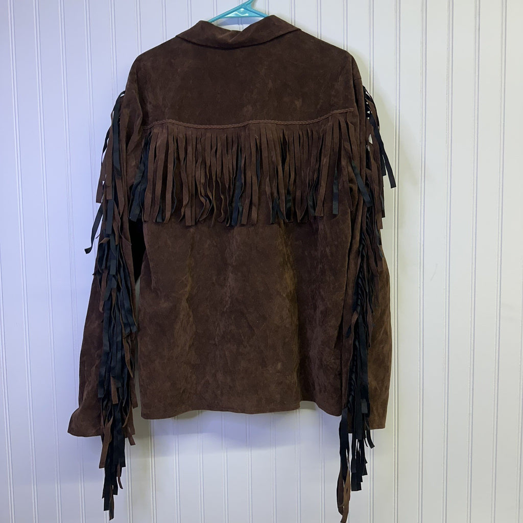 Modern Hero Fringe Western Jacket Brown Faux SuedeSize Adult Std M Cowboy Rodeo 