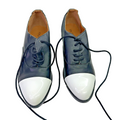 WOMAN Matisse Vintage Oxford Shoes Sz 8M Black White Cap Toe Distressed Repair