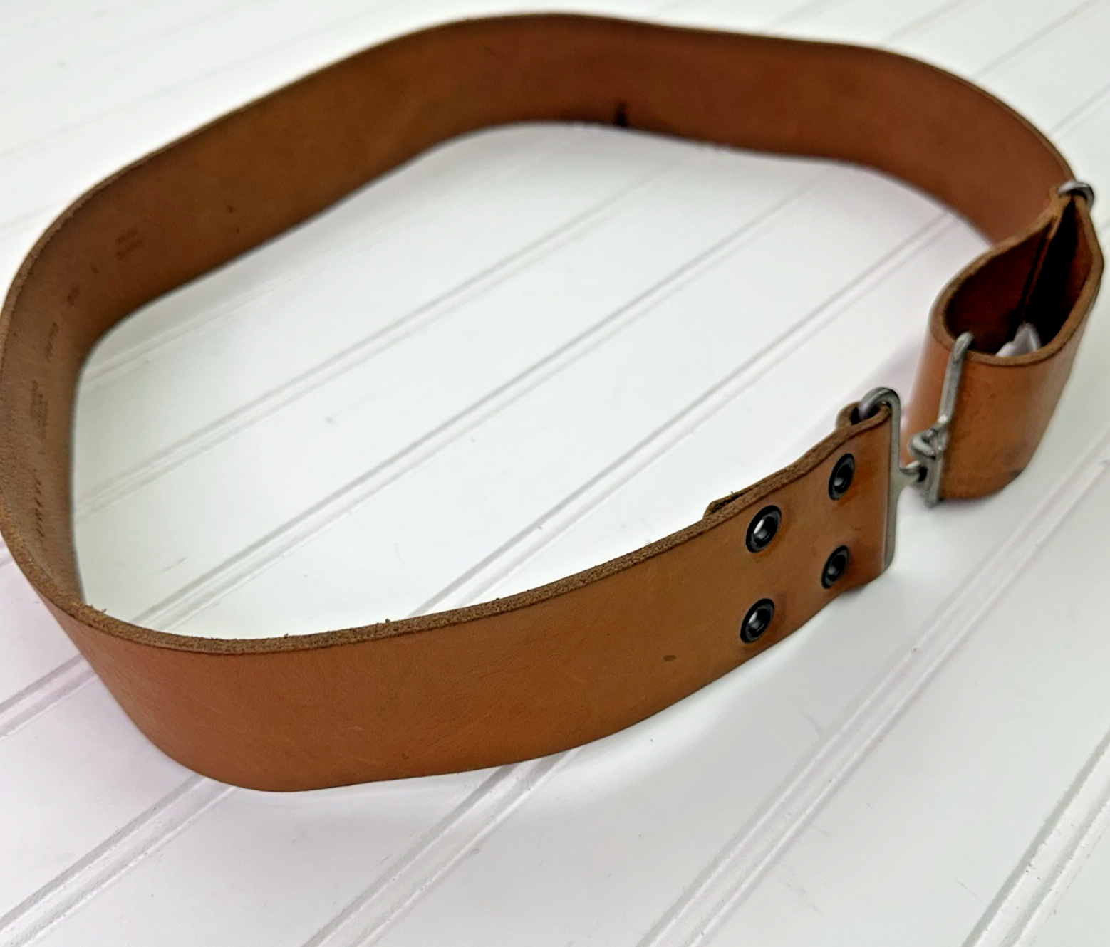 Rare Vintage Banana Republic Leather Hook Grommet Belt L Unisex - Made in Italy