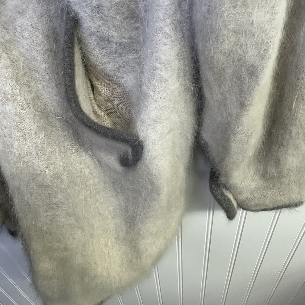 Vintage Imago Coat Small Beige Angora  Wool Blend Fuzzy Open Front Pockets