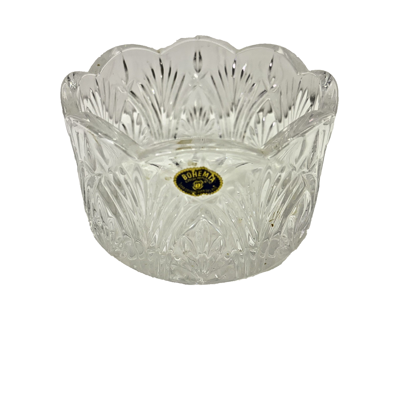 Bohemia Crystal Czech Republic Candy Bowl Gorgeous CUT LEAD CRYSTAL Over 24%