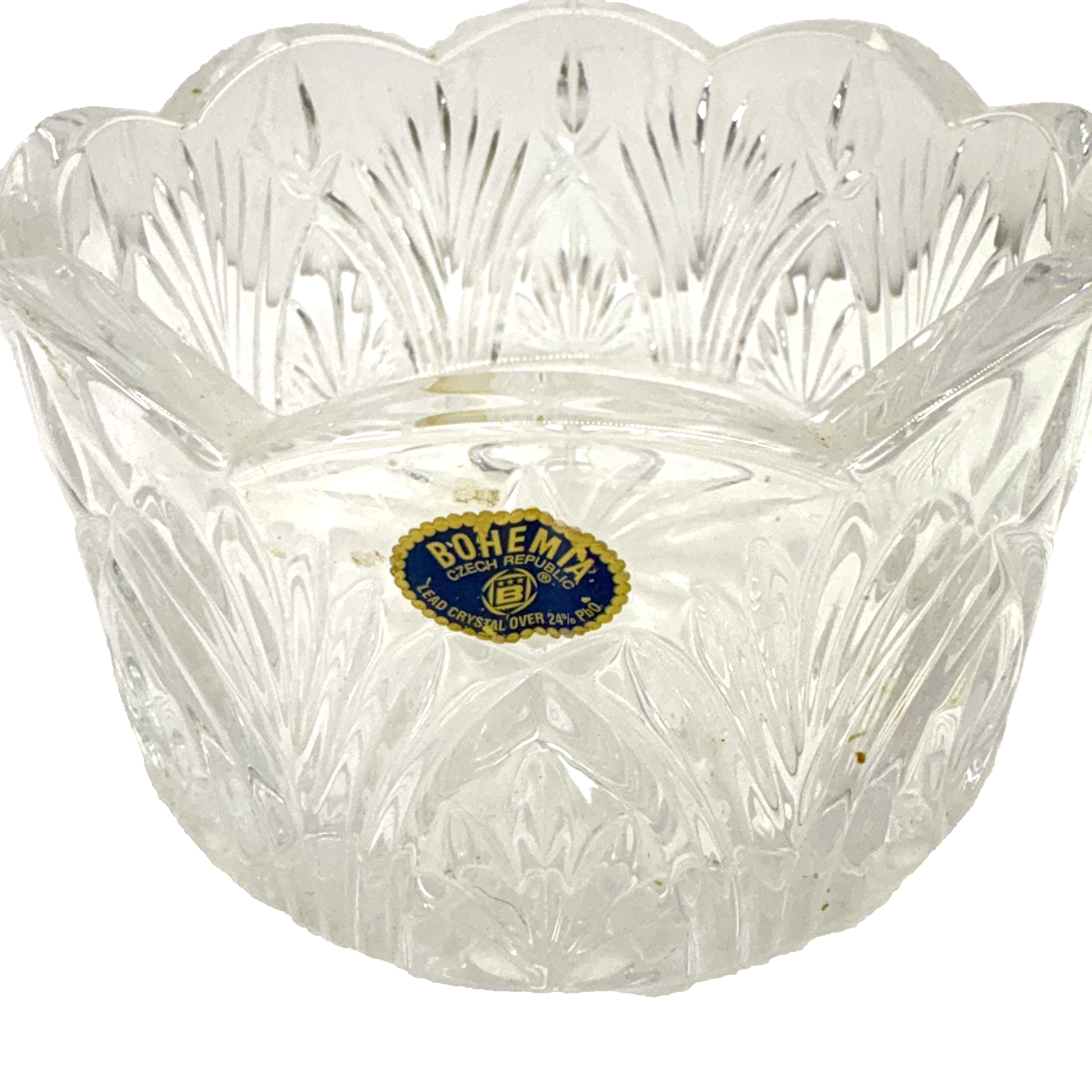 Bohemia Crystal Czech Republic Candy Bowl Gorgeous CUT LEAD CRYSTAL Over 24%