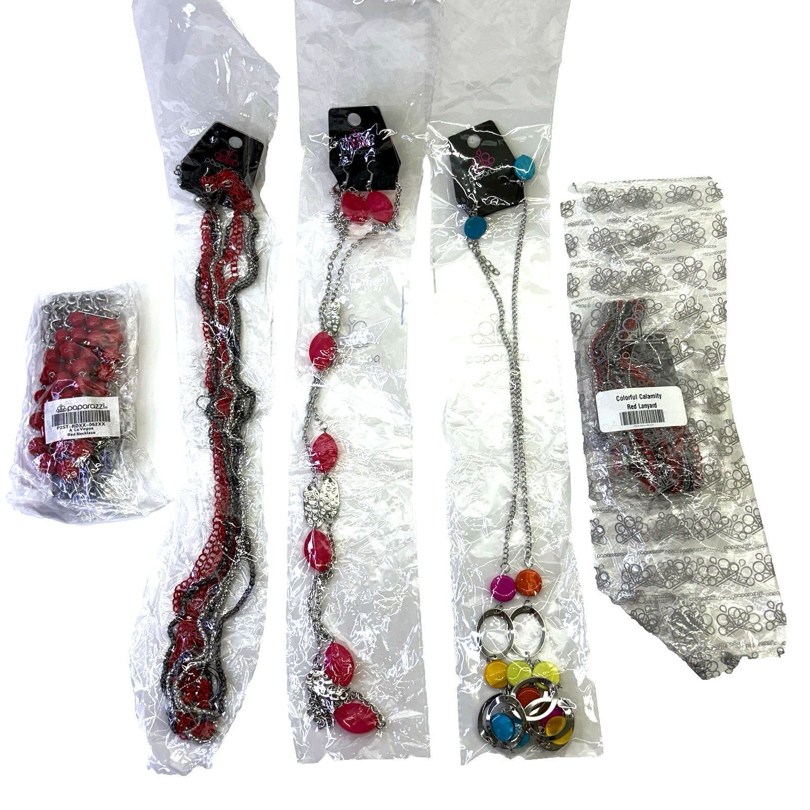 5 New Paparazzi Necklace and Earring Set Sealed Tagged Fashion Jewelry Red Pink