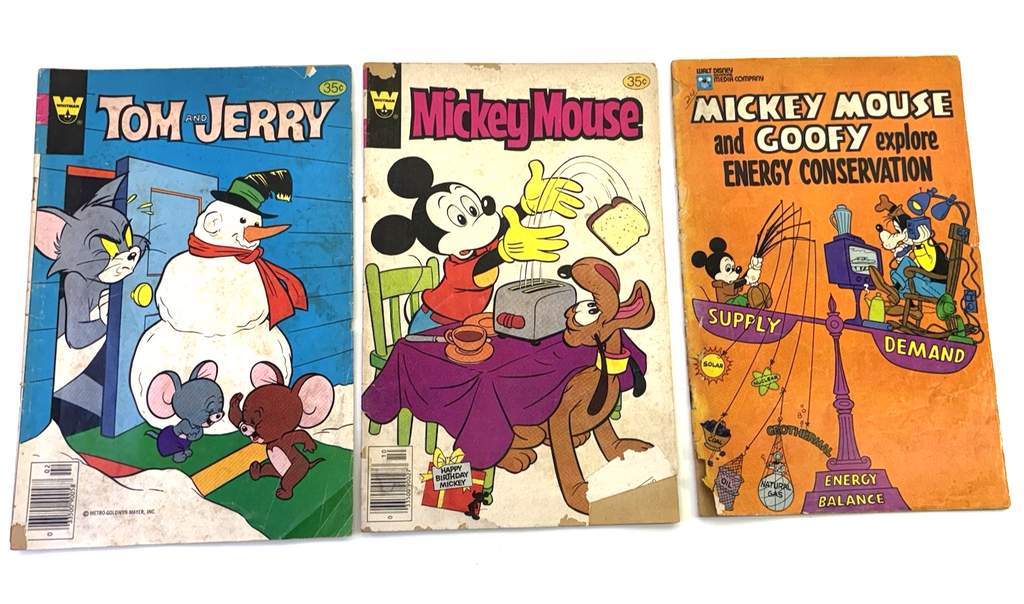 Vintage Disney & Tom and Jerry Comic Book Lot Mickey Mouse Poor Reader Copies