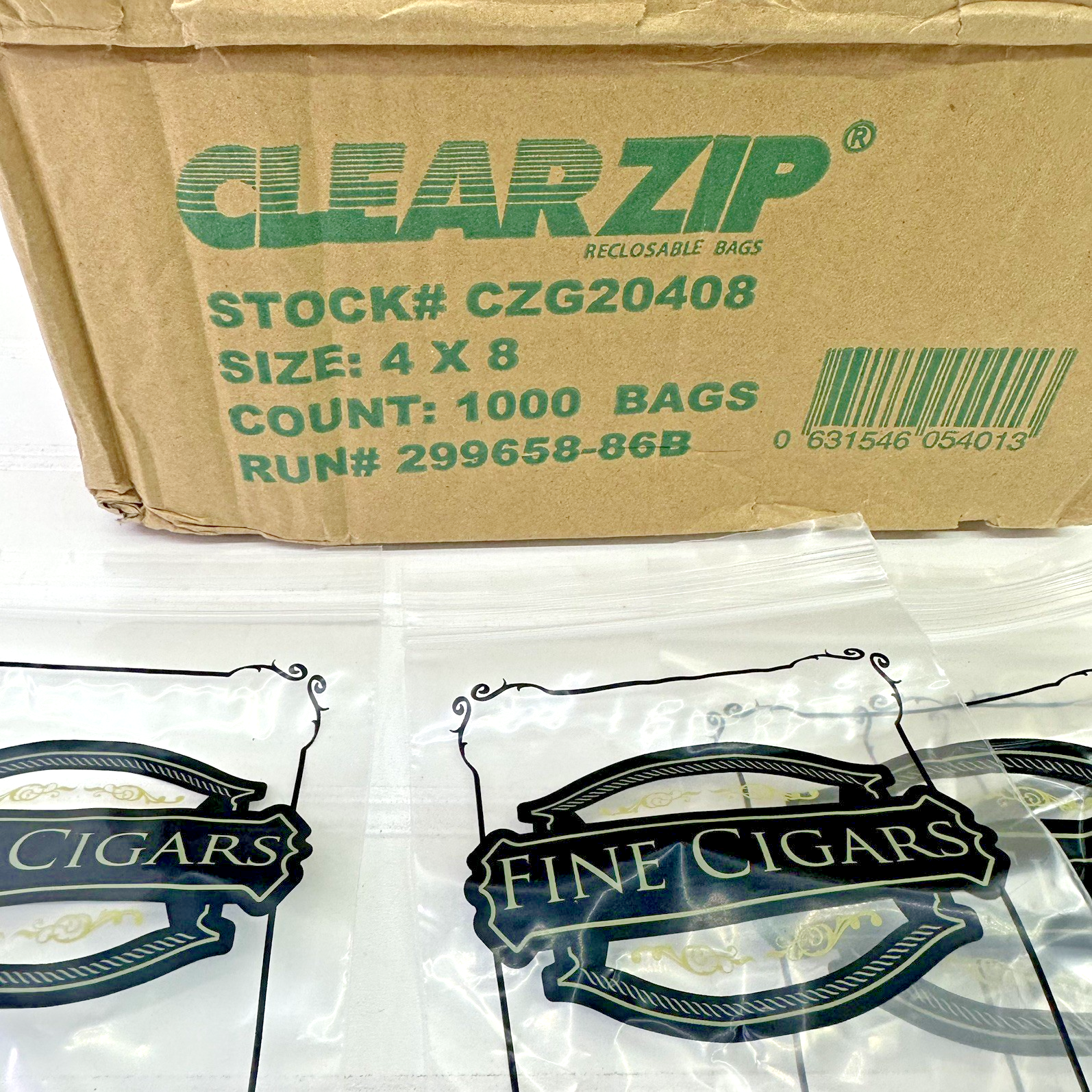 900 Clear Cigar Bags 4x8” Reclosable Zipper Fine Cigars Printed 2 Mil 