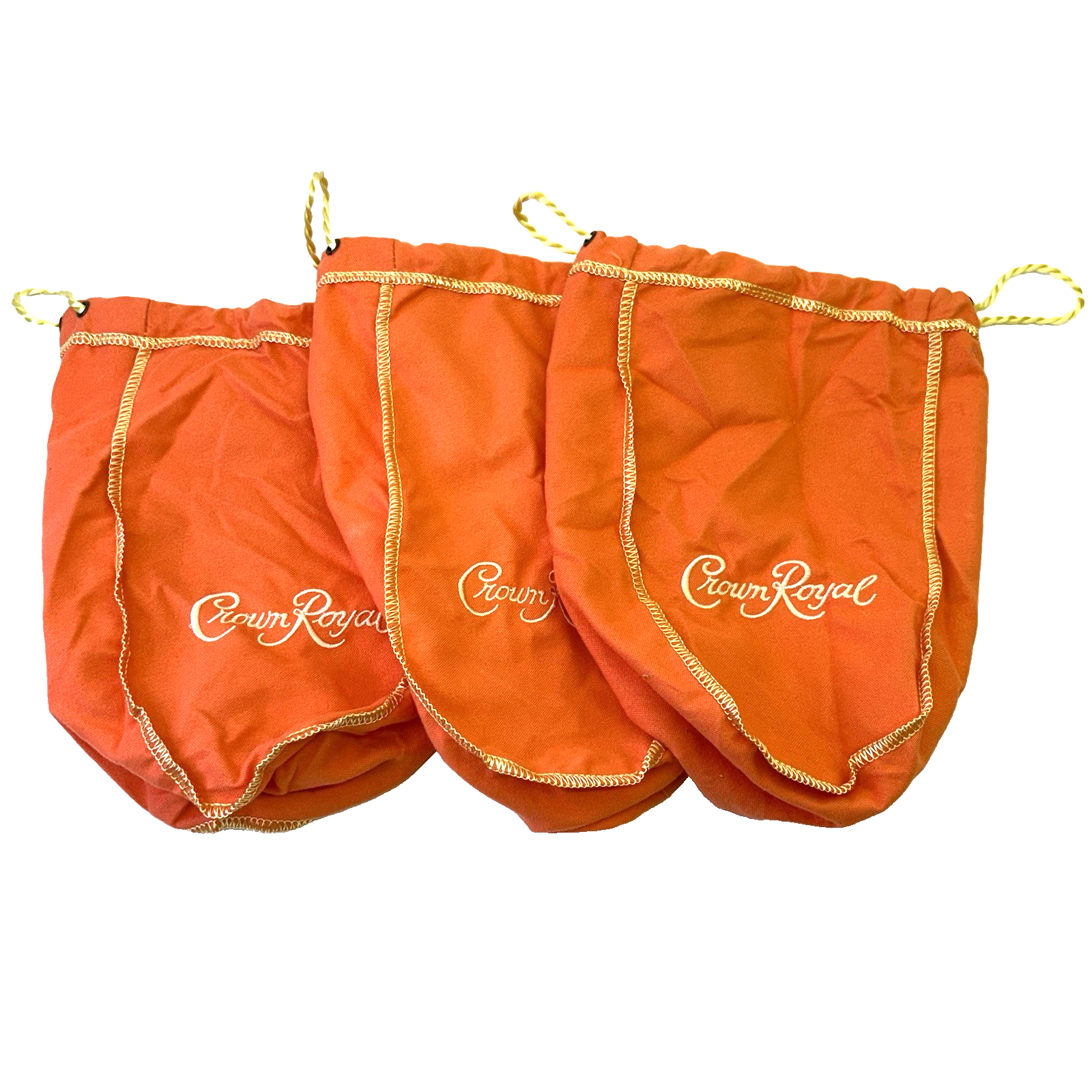 Lot 7 Crown Royal Bags Peach Purple Drawstring + Bonus CRWNRL Glass