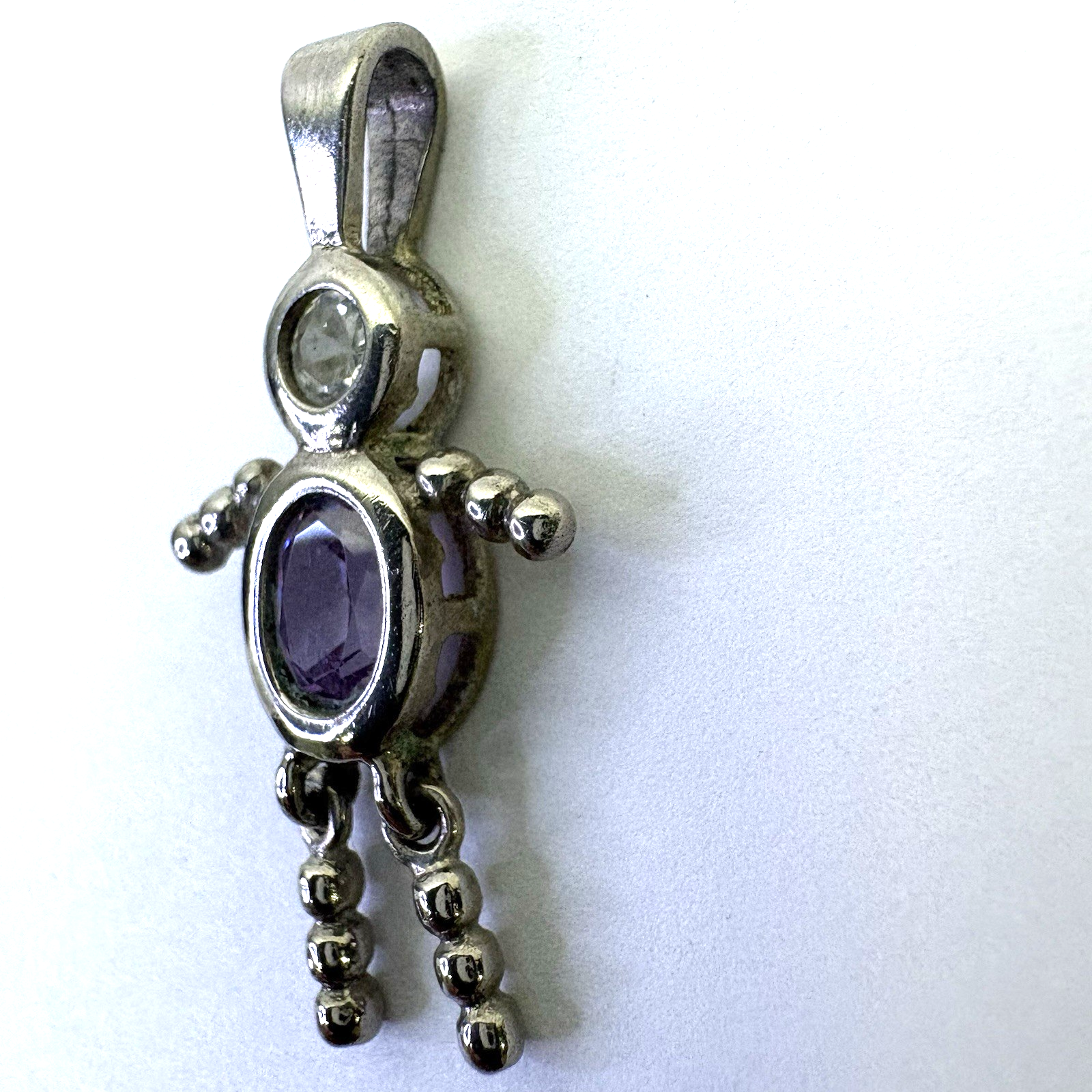 925 Sterling Silver Charm Pendant Lot Heart Blue CZ Girl Figure 3pc 7.36g Vintag