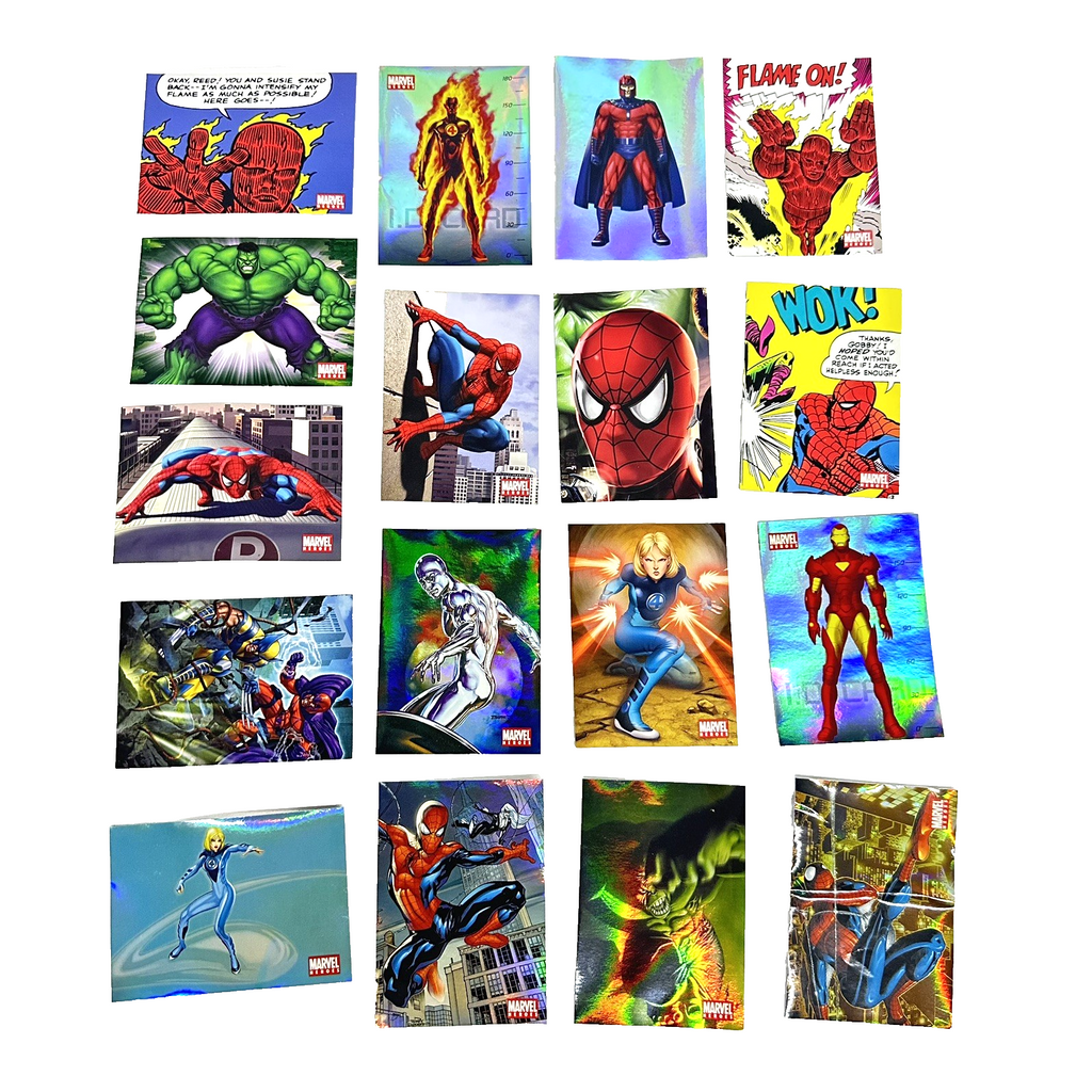 Lot of 17 Marvel Ultimate Heroes 2008 Sticker Cards Spider Man Hulk Human Torch 