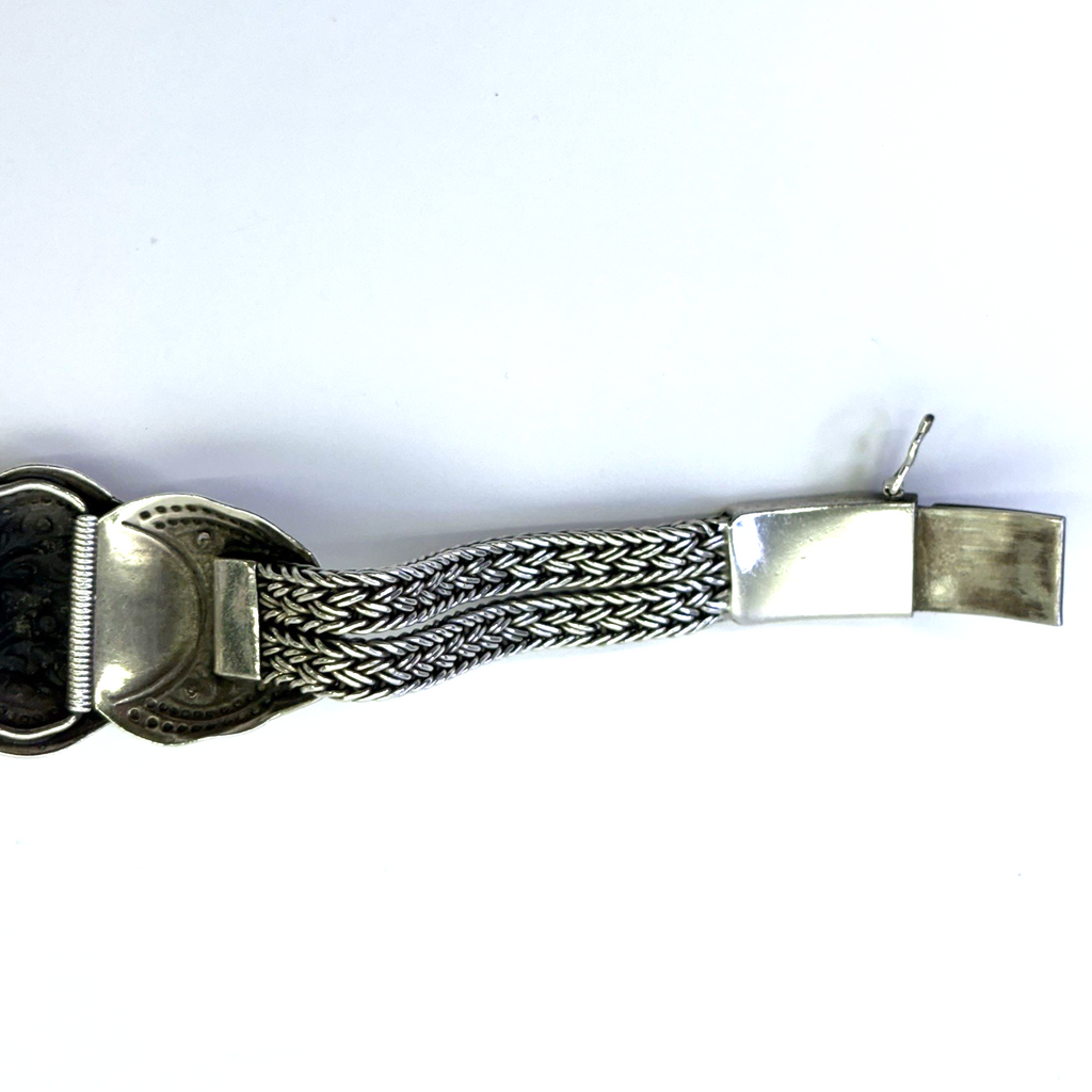 925 Sterling Silver Thailand Floral Multi Strand Bracelet 7.5” 41.59g