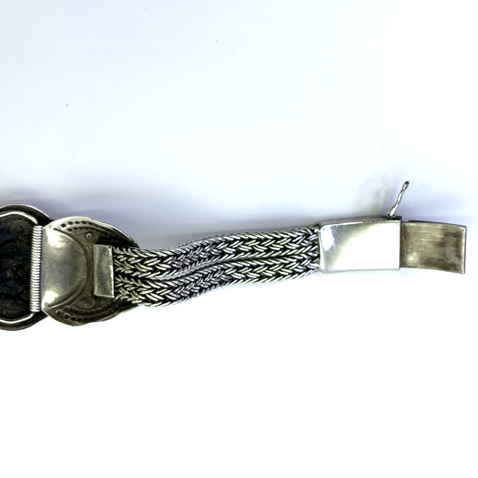925 Sterling Silver Thailand Floral Multi Strand Bracelet 7.5” 41.59g