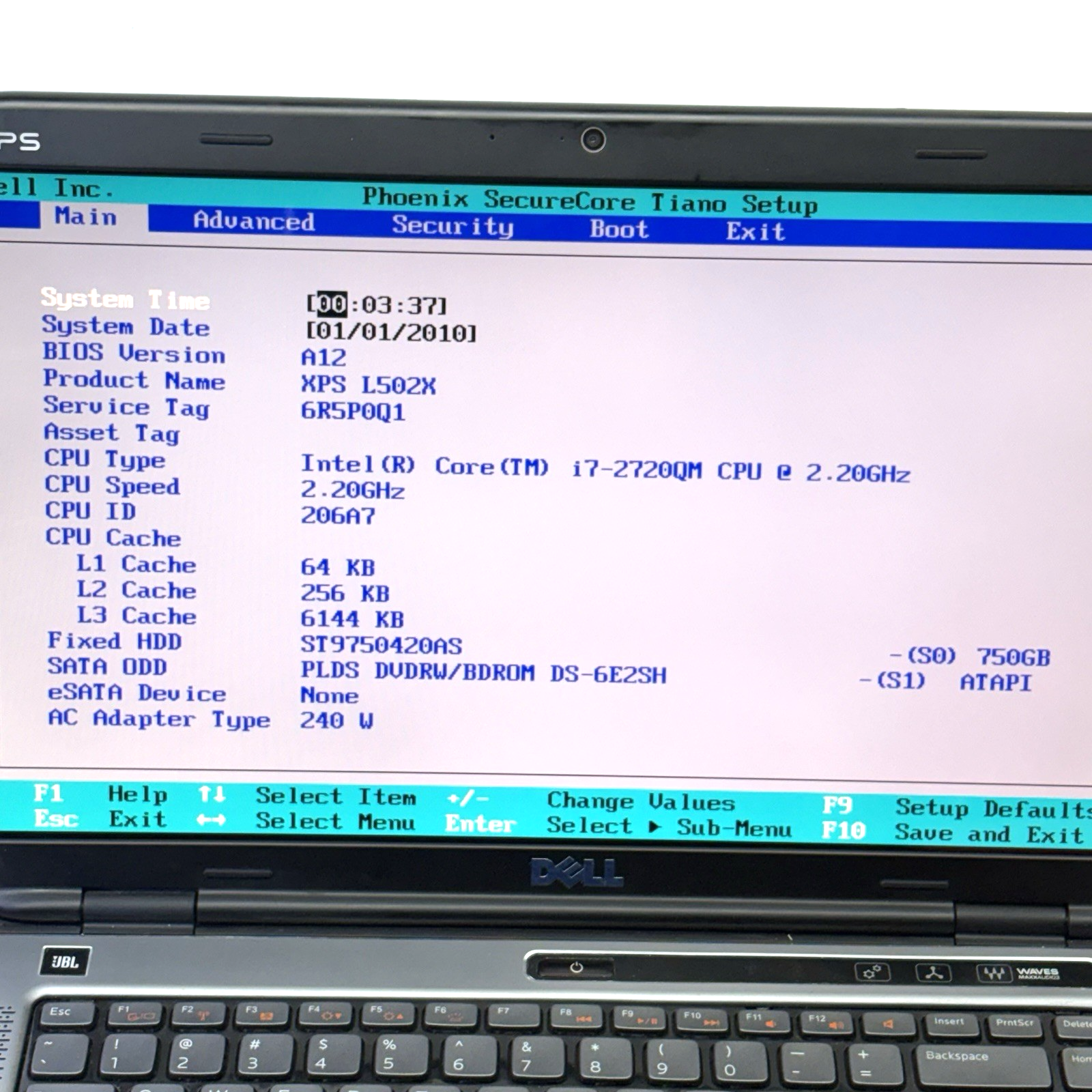 Dell XPS L502X i7-2720QM 8GB 750GB HDD Boots to BIOS AS-IS Parts
