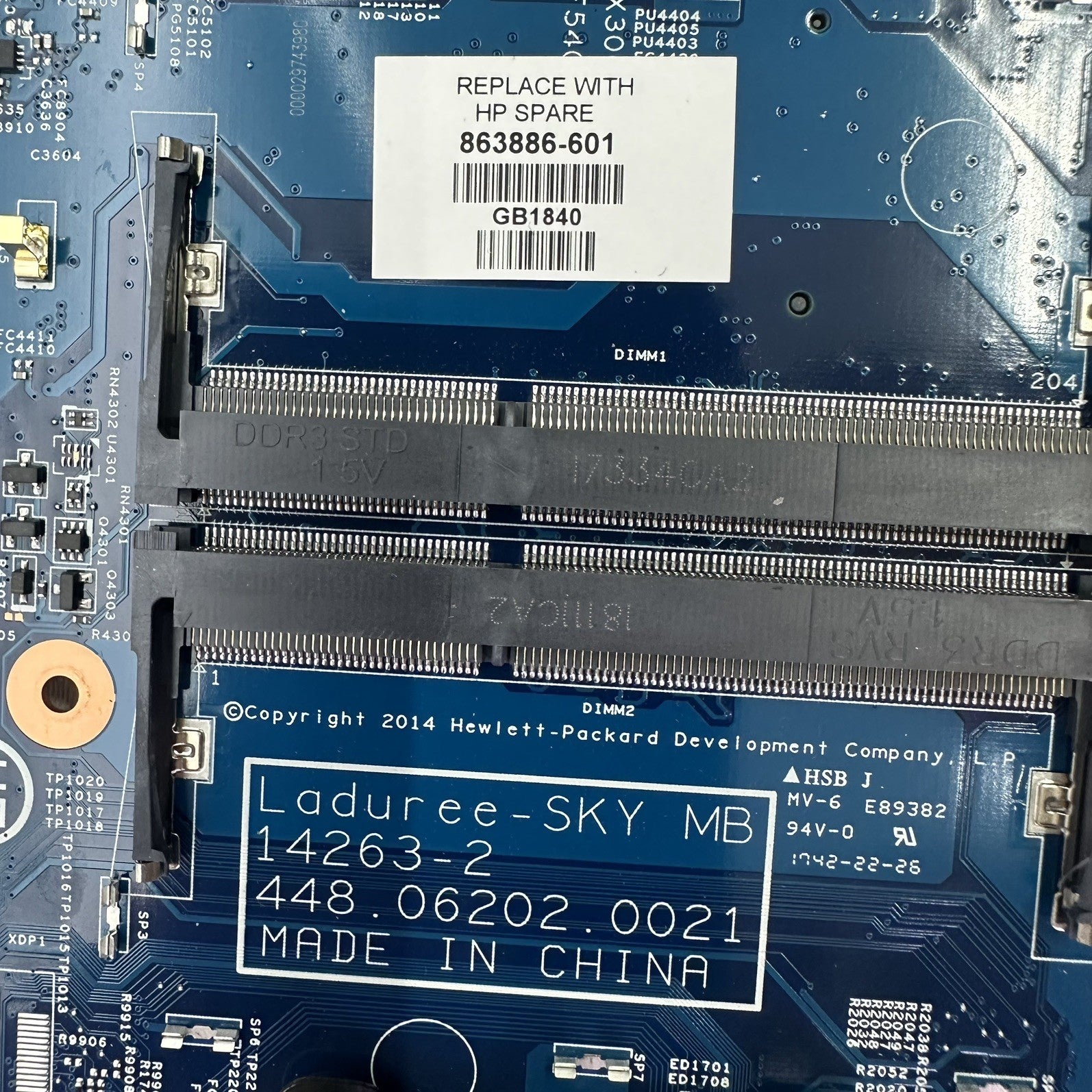 HP 15-BK 15-bk168cl 15T-BK100 15-bk163dx Motherboard Intel i3-7100U TOUCH + 8GB
