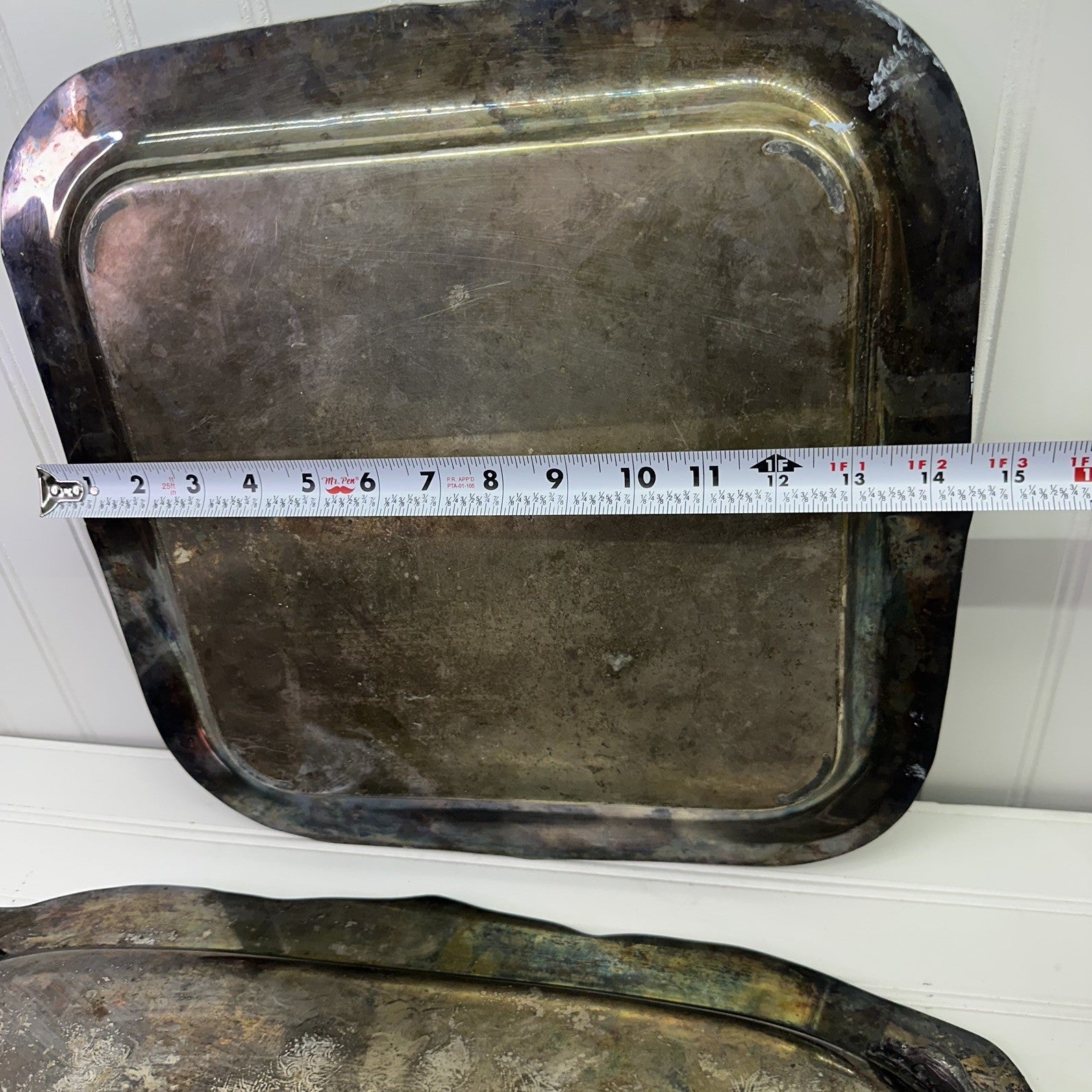 4 Vintage Silverplate Tray Set Lot Tea Coffee Pot Bowl Ornate Serving