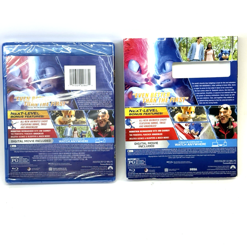 Sonic the Hedgehog 2 (Blu-ray, 2022)