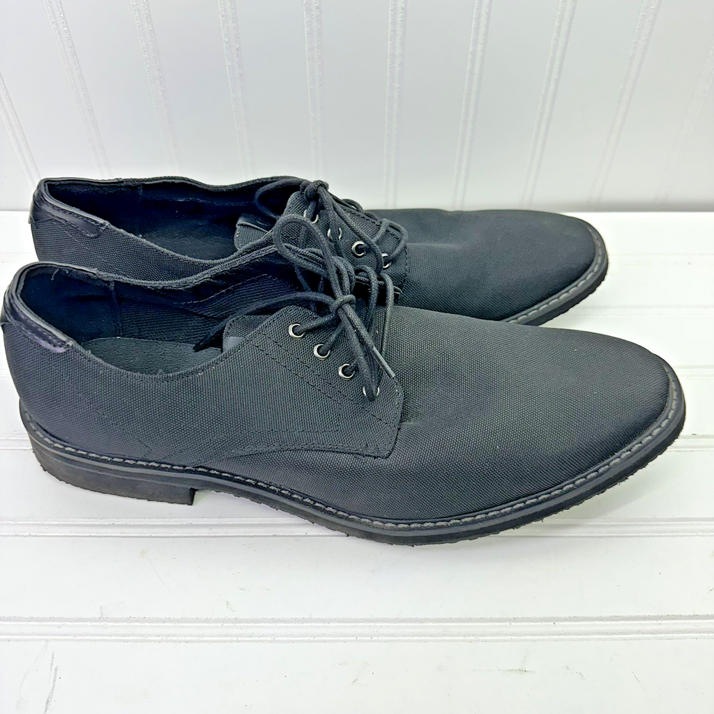 GUESS Tucker 3 Mens Dress Shoes Black Canvas Lace Up Black Toe NEW 13