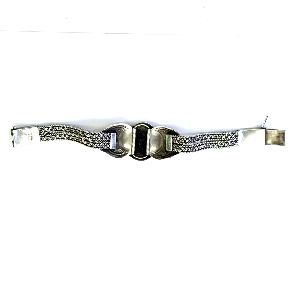 925 Sterling Silver Thailand Floral Multi Strand Bracelet 7.5” 41.59g