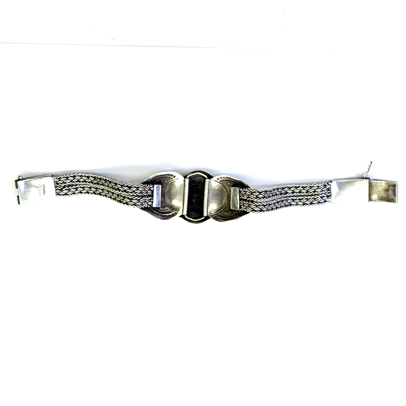 925 Sterling Silver Thailand Floral Multi Strand Bracelet 7.5” 41.59g