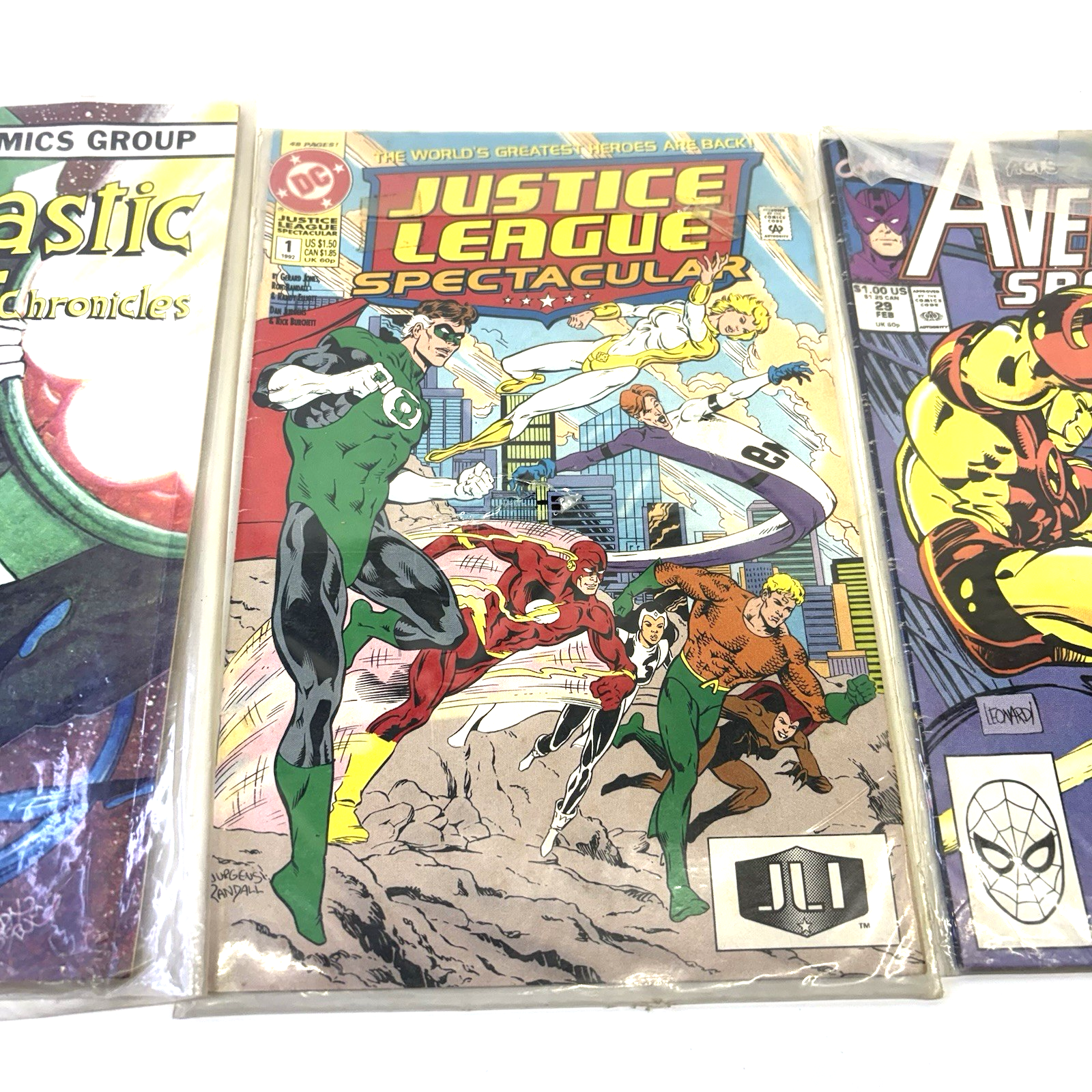 Lot of 3 Vintage Comic Books Fantastic Four Chronicles Justice League Avengers