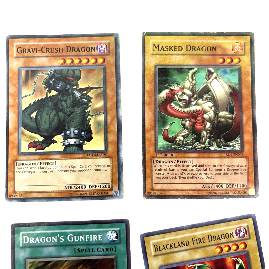 Lot Of  8 Yu-Gi-Oh Cards Golem Dragon , Winged Dragon ,Masked Dragon , Red-Eyes