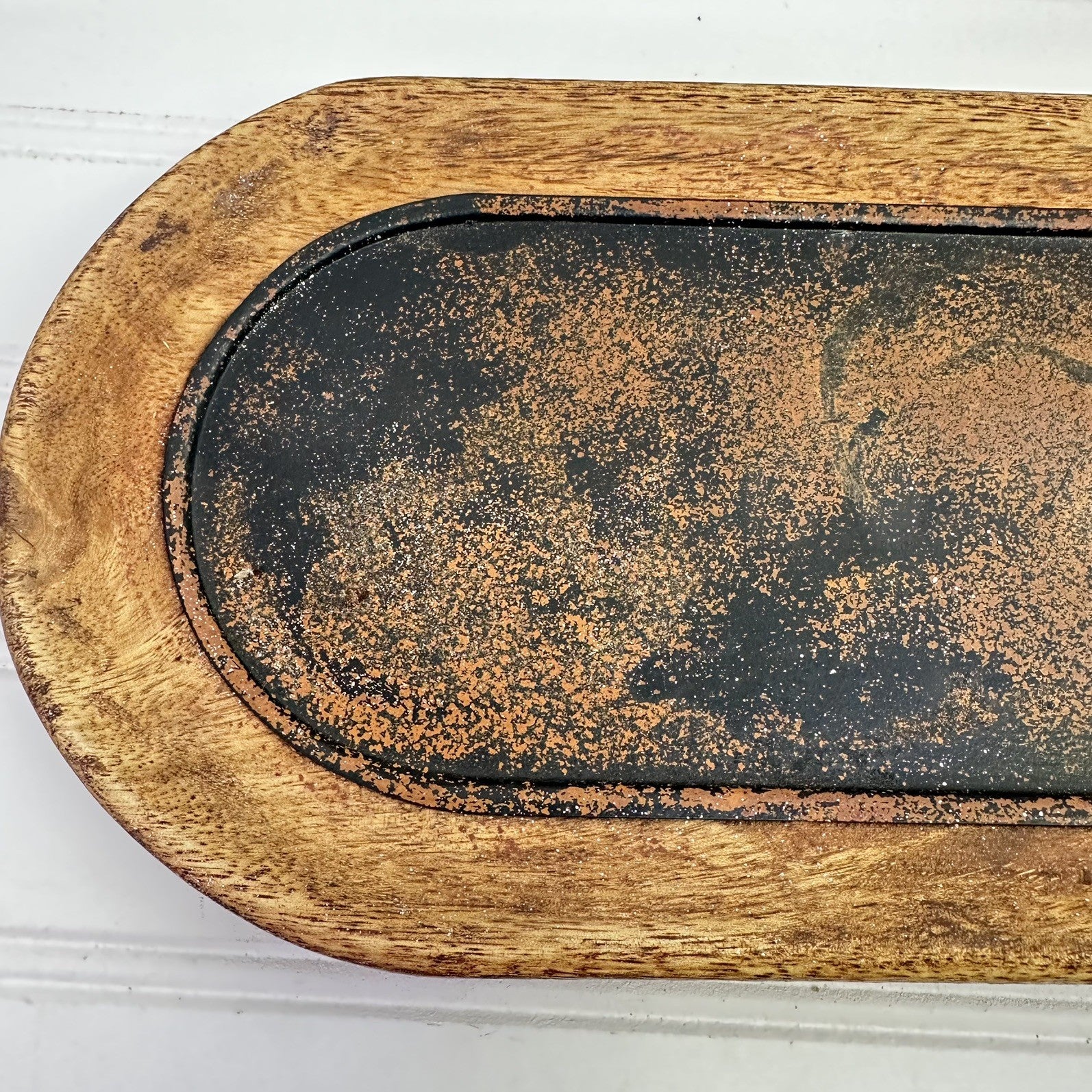 Rustic Wooden Candle Tray Base Primitive Wood Dough Bowl Style Decor 14"