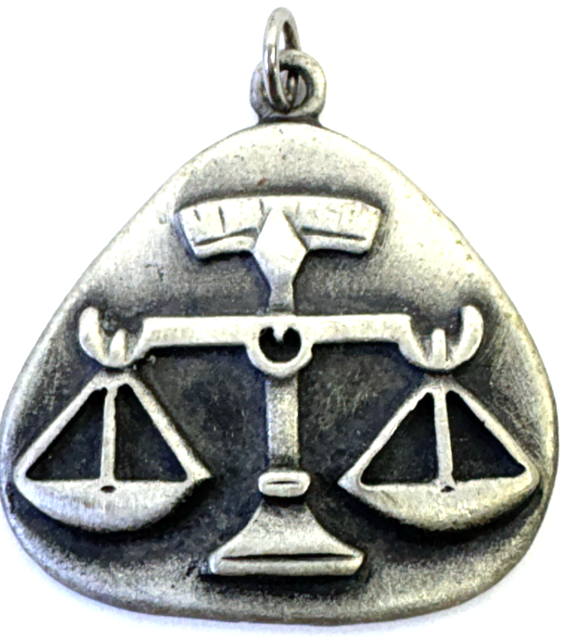 Vintage Libra Zodiac Scales Pewter Pendant Charm Astrology Horoscope Silver Tone
