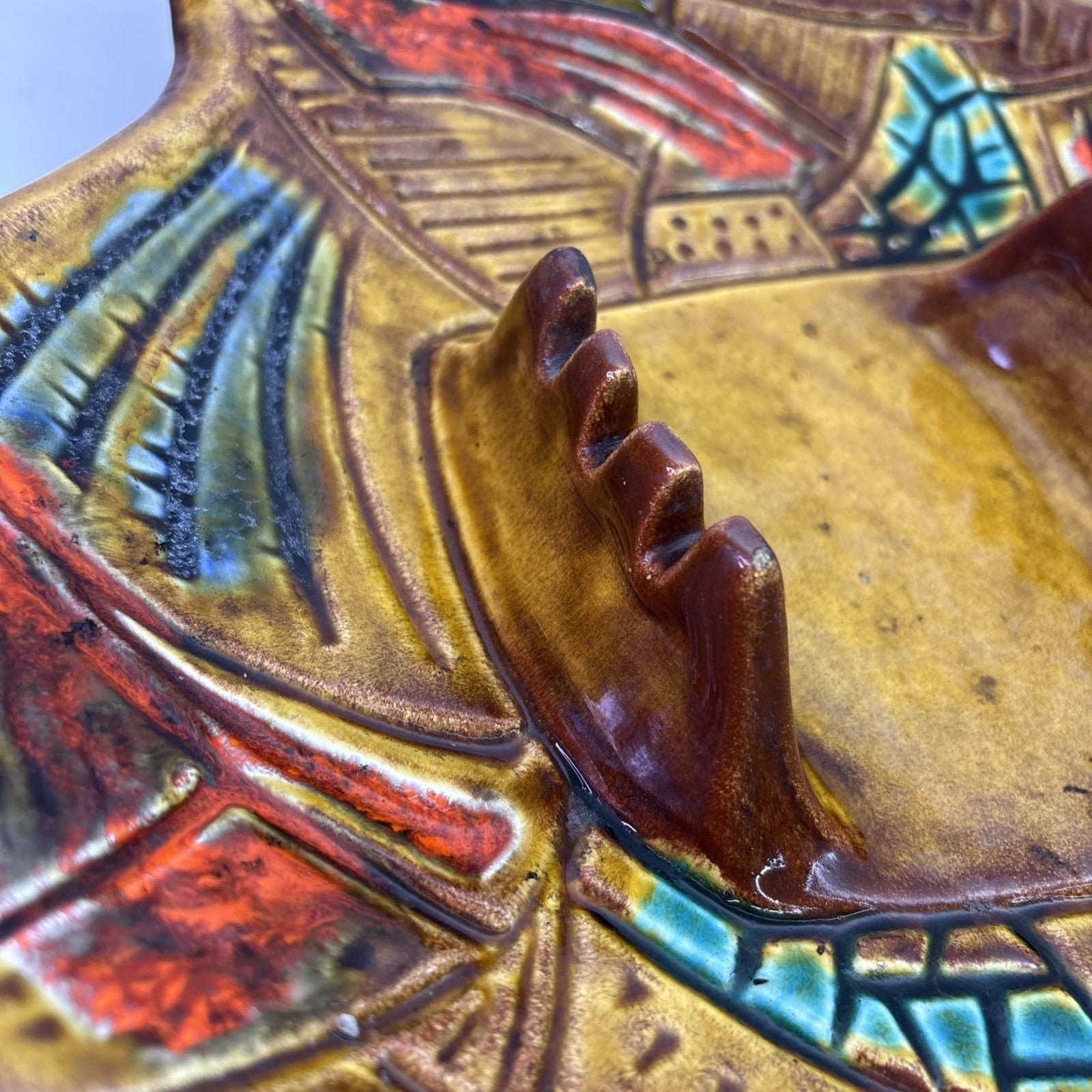 Vintage 70s California Studio Pottery Ashtray MCM Large Square Stoner Art