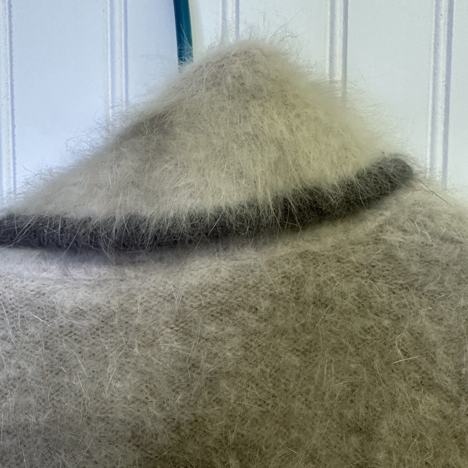 Vintage Imago Coat Small Beige Angora  Wool Blend Fuzzy Open Front Pockets