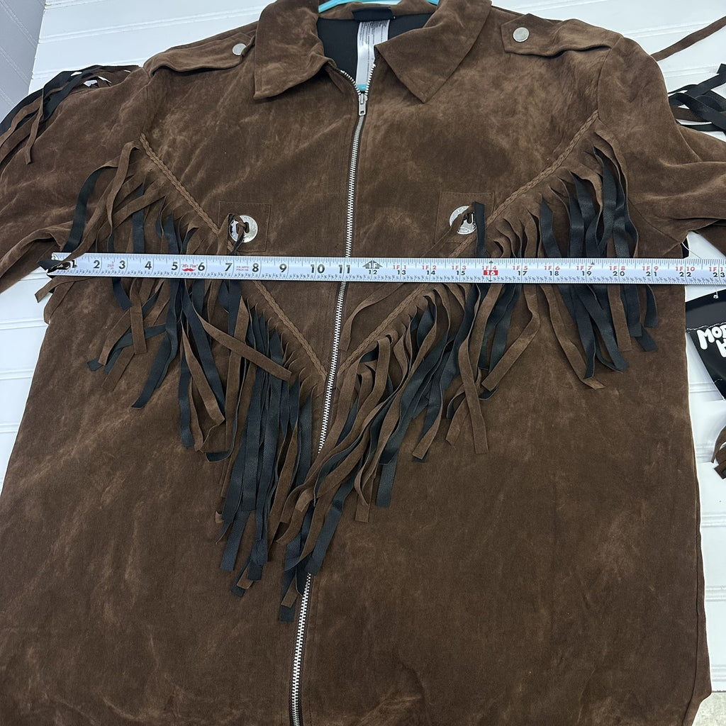 Modern Hero Fringe Western Jacket Brown Faux SuedeSize Adult Std M Cowboy Rodeo 