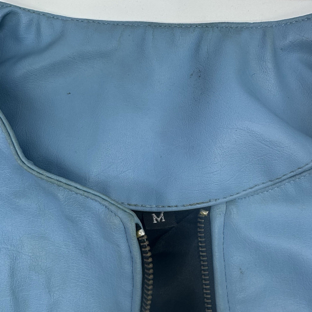Y2K Blue Faux Leather Cargo Pants Size 32  & Utility Vest Set Mens Size M
