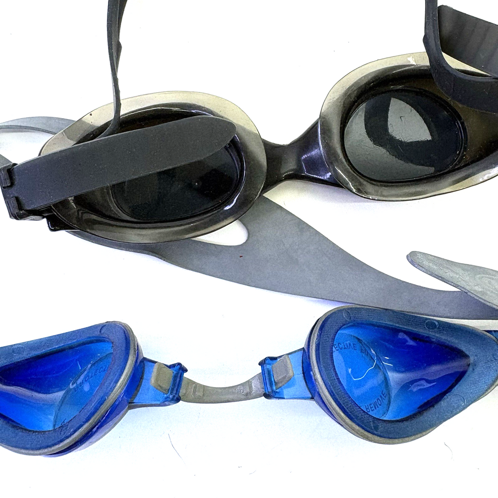 Speedo & Pro Player Swim Goggles Lot of 3 Adult Black Blue Fair Condition