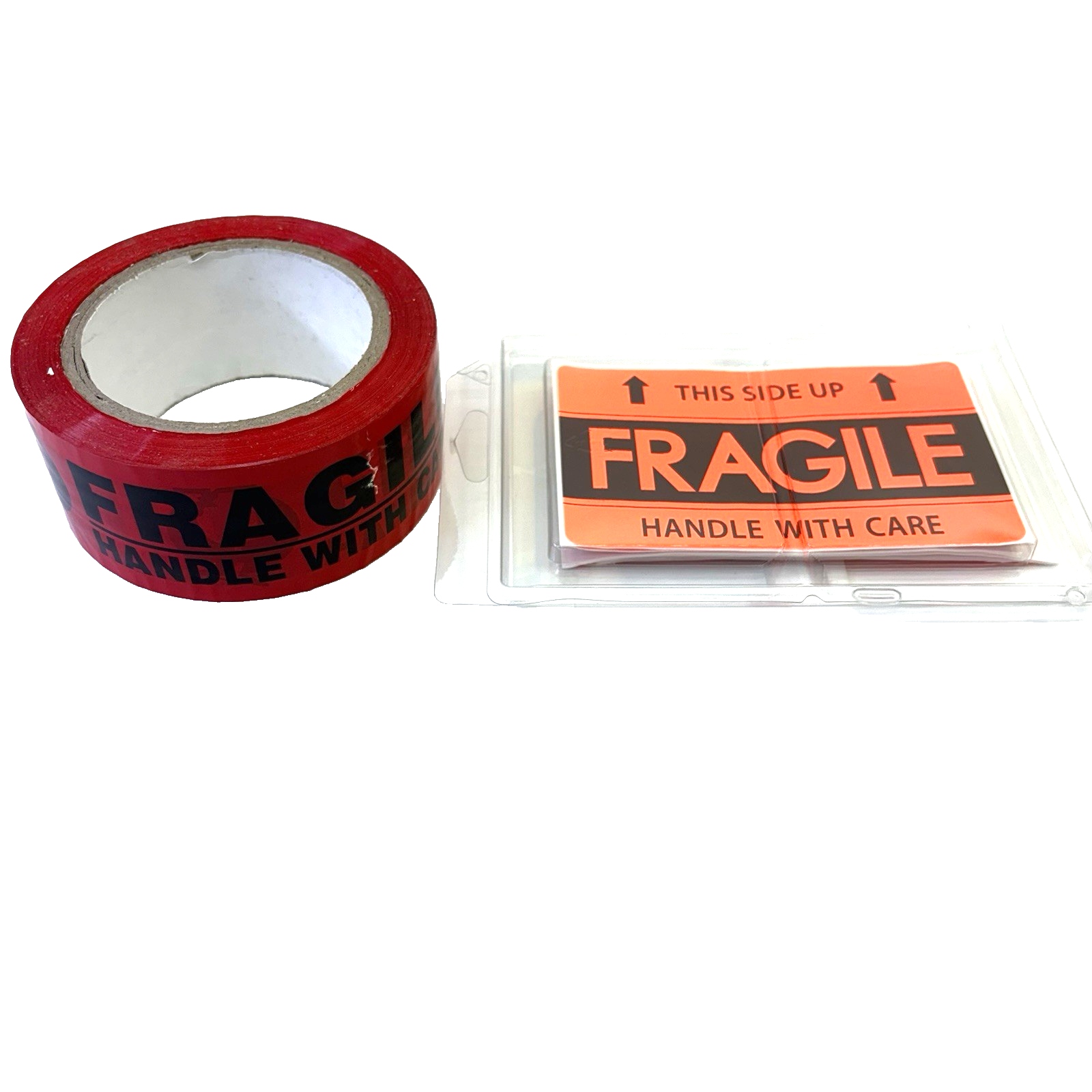 Fragile Red Packing Tape 1.89" x 76 Yds + 16 Fragile Shipping Labels New