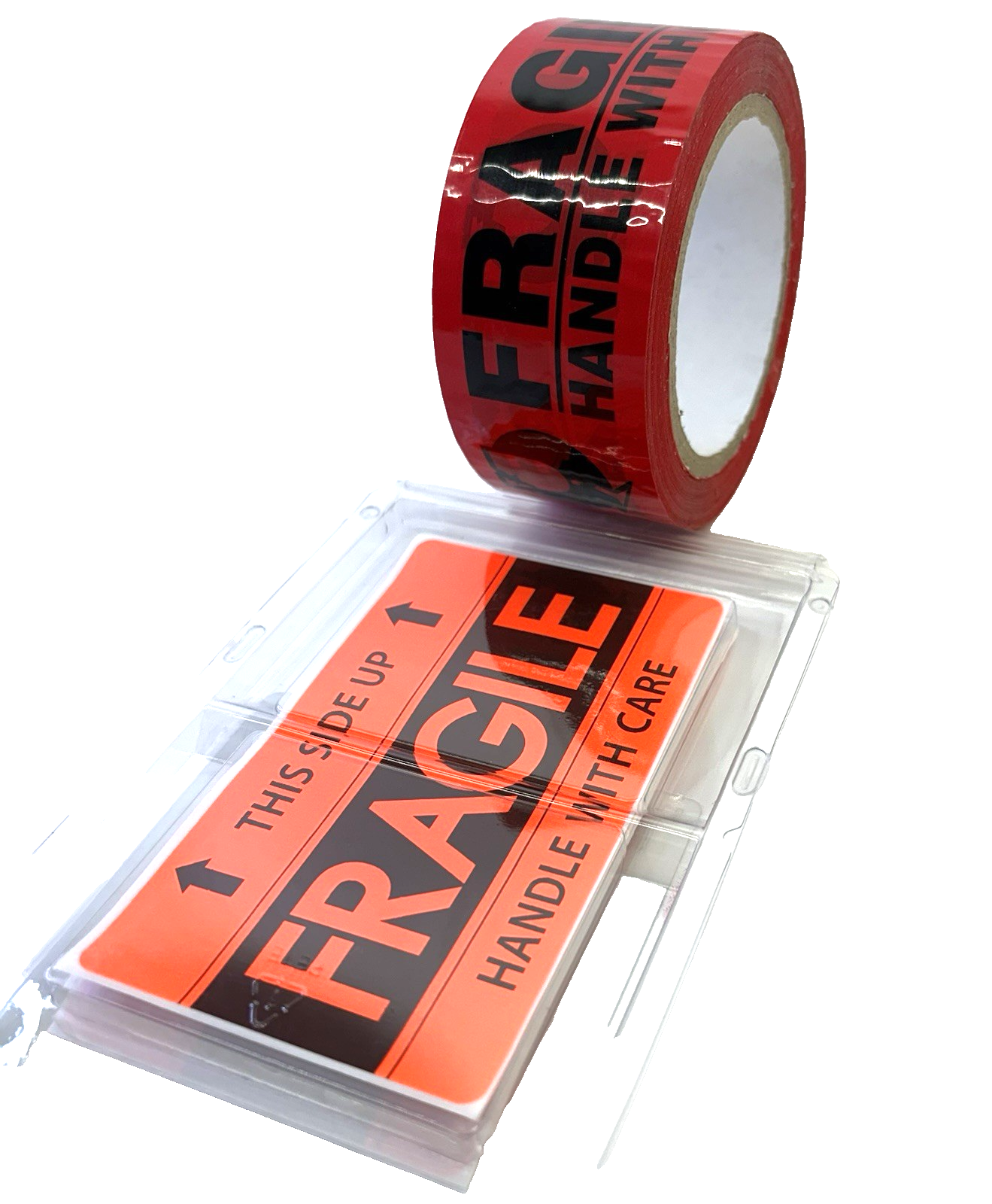 Fragile Red Packing Tape 1.89" x 76 Yds + 16 Fragile Shipping Labels New