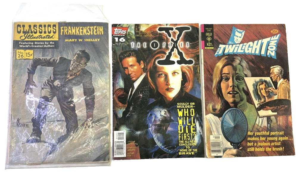 VTG Comic Magazine Lot Classics Illustrated Frankenstein X-Files Twilight Zone