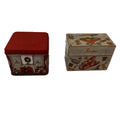 Lot 2 Vintage Tin Boxes Potpourri Press Recipe Tin & Christmas Scene Storage