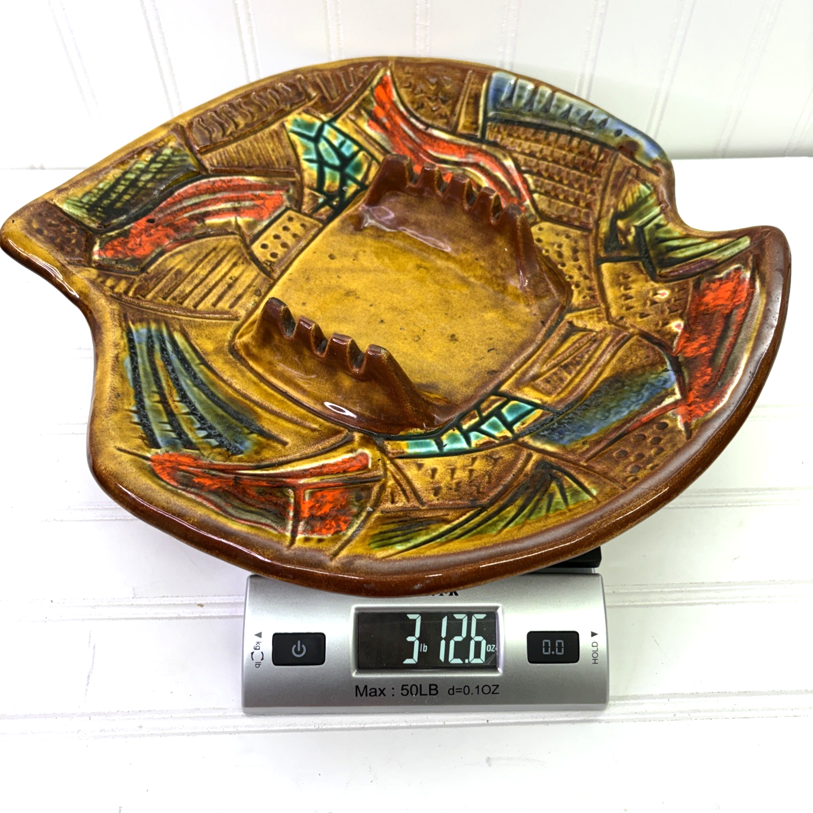 Vintage 70s California Studio Pottery Ashtray MCM Large Square Stoner Art