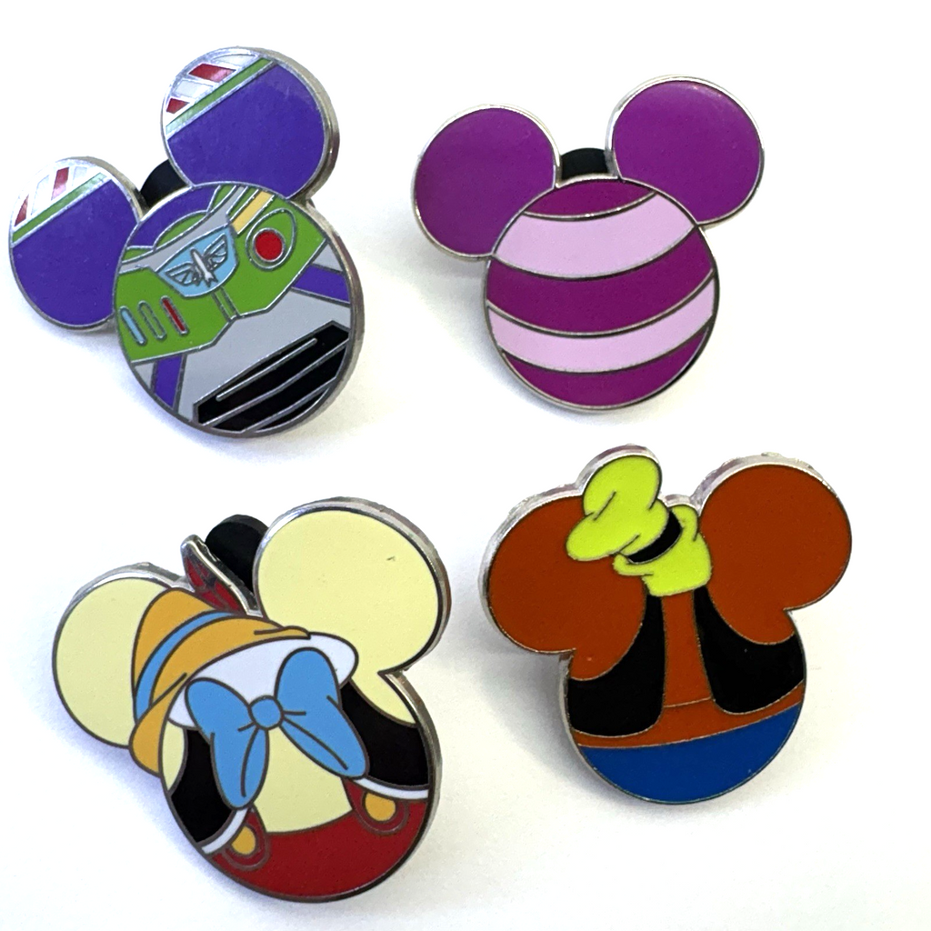 Disney Mickey Mouse Icon Mystery Pin Lot of 4 w/ Original Rubber Backs