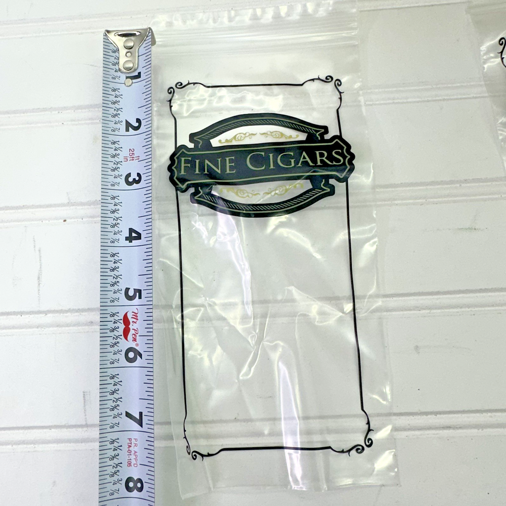 900 Clear Cigar Bags 4x8” Reclosable Zipper Fine Cigars Printed 2 Mil 